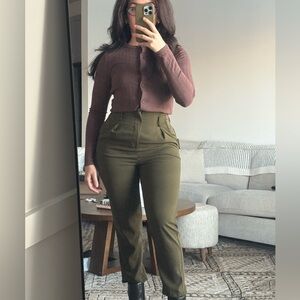 Windsor High-Waist Olive Straight-Leg Pants